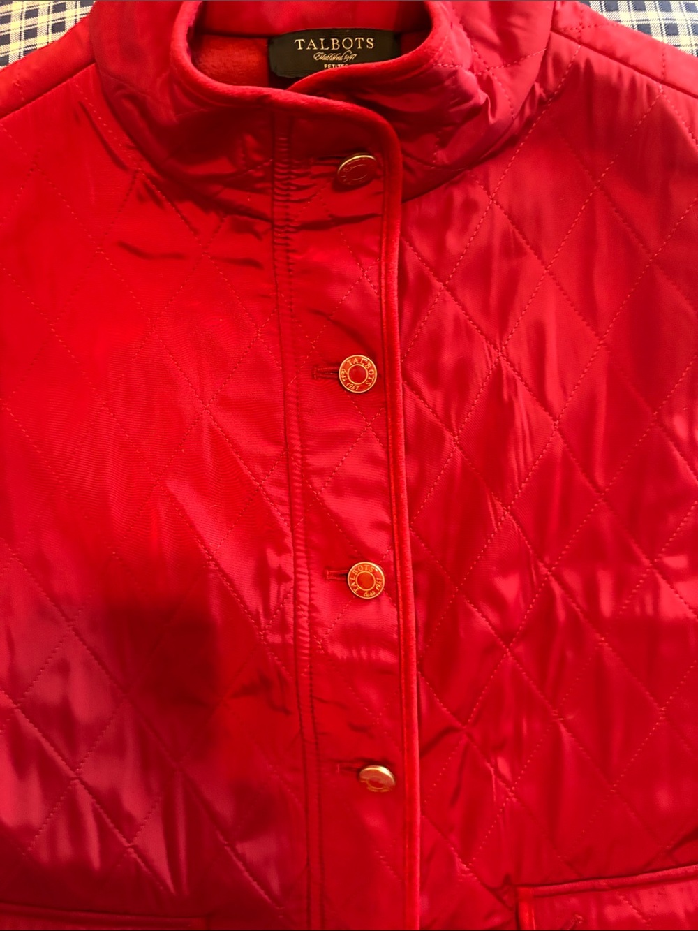 Talbots Bright Red Quilted Stand-Collar Vest - Picture 4 of 7